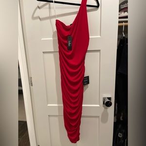 Red one shoulder dress, lulus size M/8 true fit